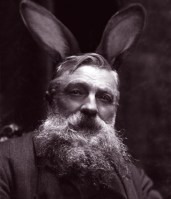 August Rodin with rabbit ears.