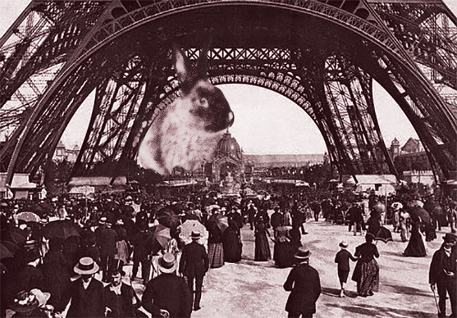 Eiffel Tower, Giant Rabbit sighting.