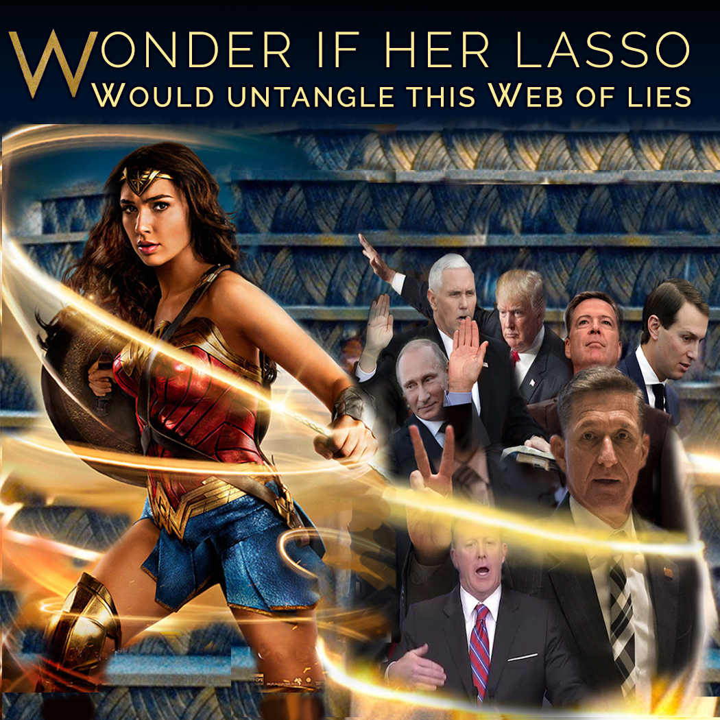 Diana, aka Wonder Woman, rounding up all the usual Republican suspects with her Lasso of Truth